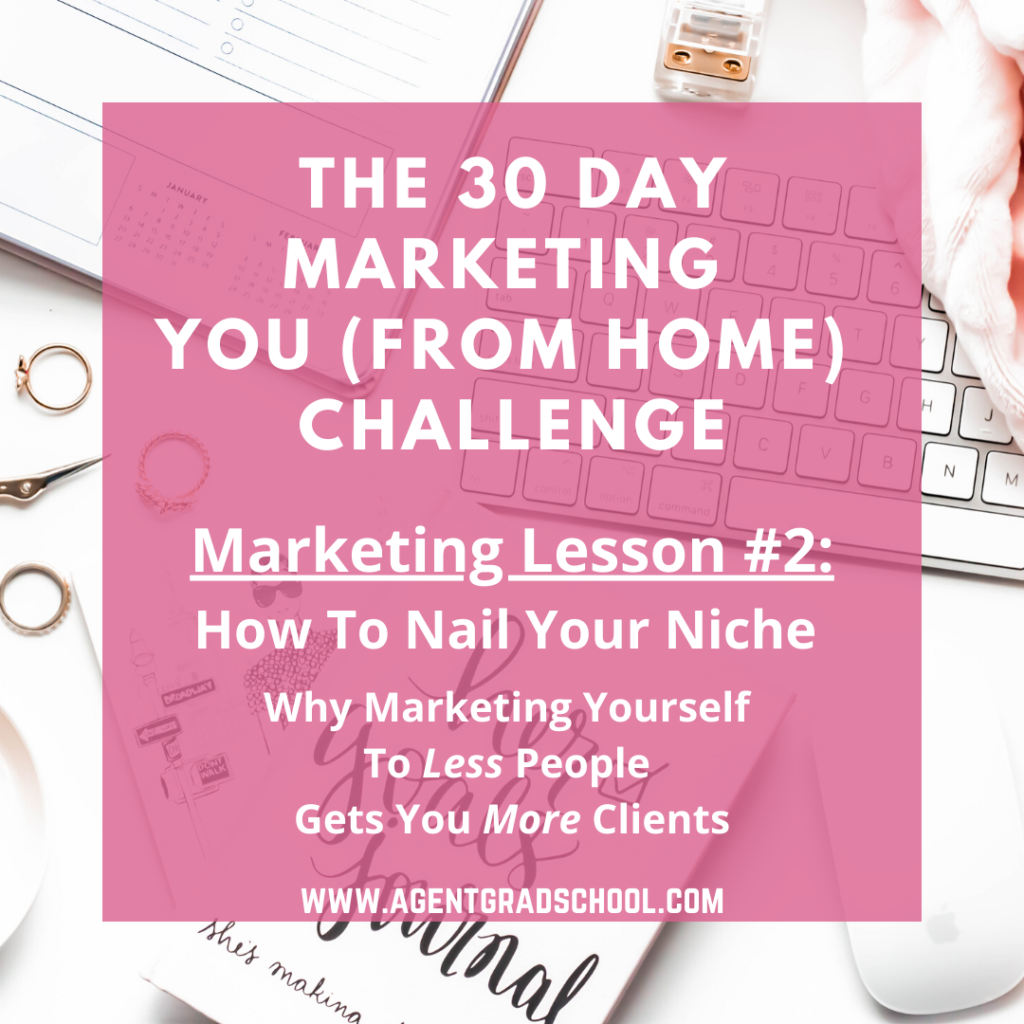 agent grads school 30 day marketing you challenge, lesson #2 : niching